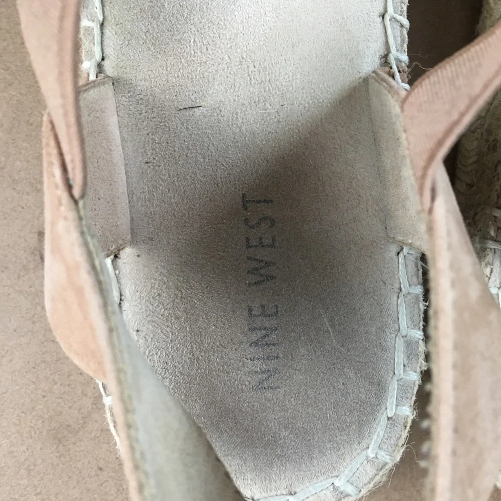 NINE WEST NEUTRAL BORDWALK BOARDWALK SUMMER TAN BEACHY ESPADRILLES LEATHER 9.5